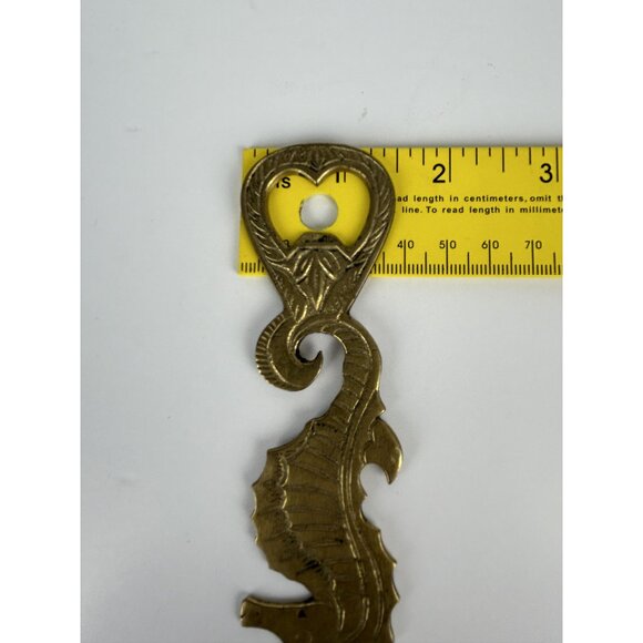 Vintage Sea Horse Bottle Opener Solid Brass Metal Mermaid Core Barware - Picture 7 of 7
